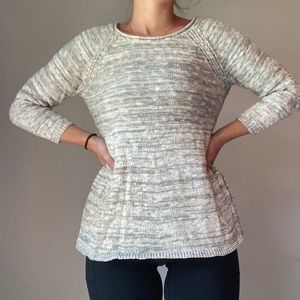 Gray + White Rag Rug Knit Sweater